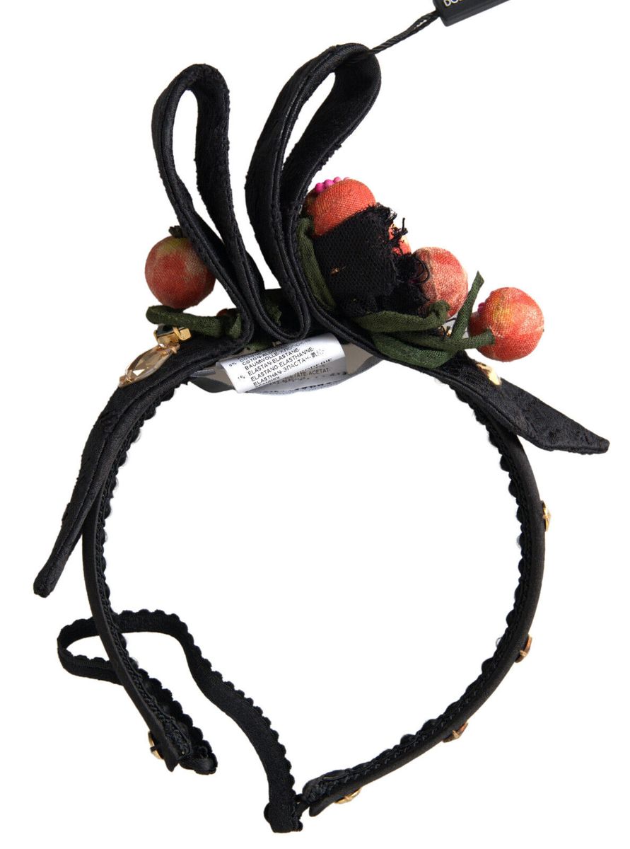 Dolce & Gabbana Dolce & Gabbana Black with multicolor Fig Fruit Crystal Tiara Diadem Women's Headband