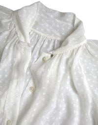 Dolce & Gabbana White Silk Sheer Tied Neck Polka Dots Women's Blouse