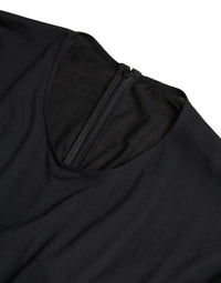Dolce & Gabbana Black Wool Wrap Sheath Midi Gown Women's Dress