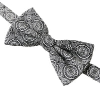Dolce & Gabbana Dolce & Gabbana Black White Pattern Adjustable Neck Papillon Bow Men's Tie