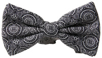 Dolce & Gabbana Dolce & Gabbana Black White Pattern Adjustable Neck Papillon Bow Men's Tie