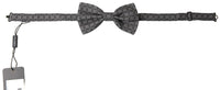 Dolce & Gabbana Dolce & Gabbana Black White Pattern Adjustable Neck Papillon Bow Men's Tie