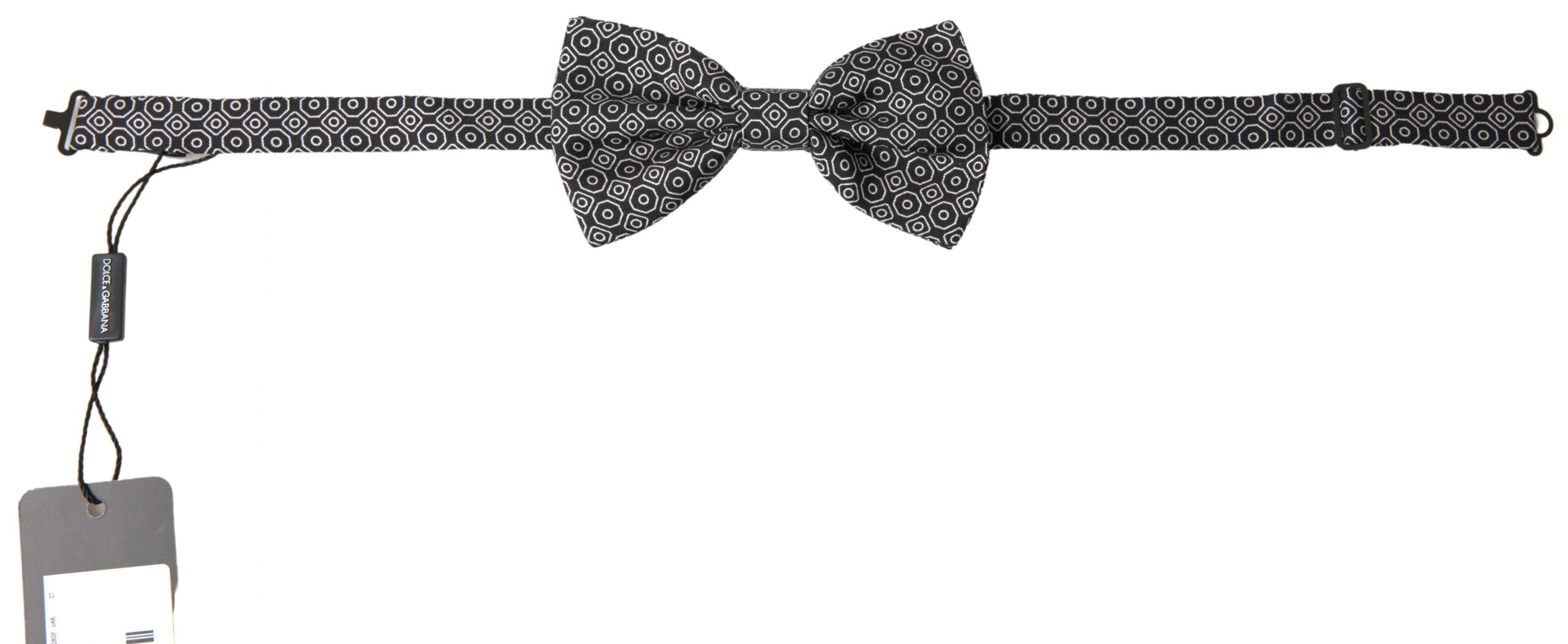 Dolce & Gabbana Dolce & Gabbana Black White Pattern Adjustable Neck Papillon Bow Men's Tie