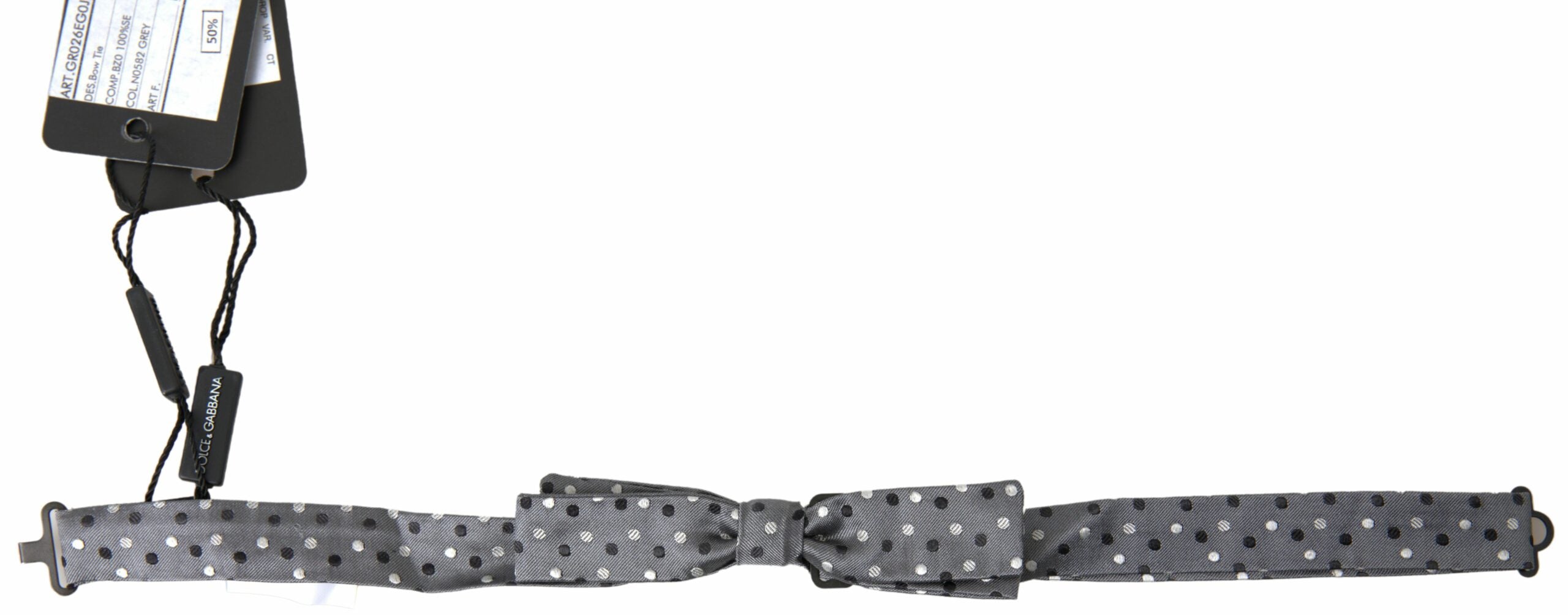 Dolce & Gabbana Dolce & Gabbana Gray Polka Dot Silk Adjustable Men Neck Papillon Bow Men's Tie