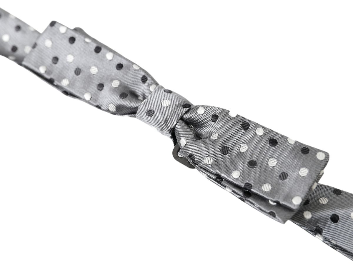 Dolce & Gabbana Dolce & Gabbana Gray Polka Dot Silk Adjustable Men Neck Papillon Bow Men's Tie