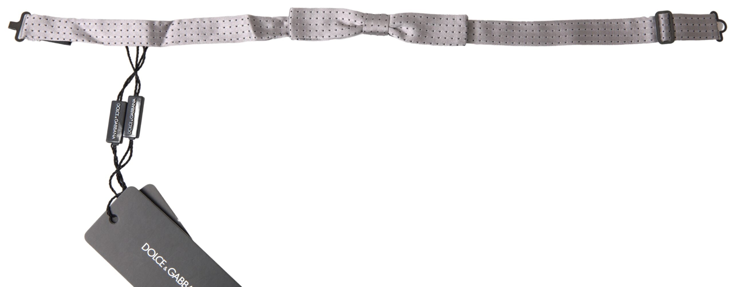 Dolce & Gabbana Dolce & Gabbana Gray Dotted Silk Adjustable Men Neck Papillon Bow Men's Tie