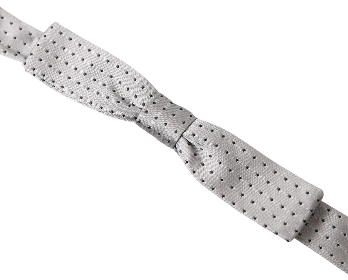 Dolce & Gabbana Dolce & Gabbana Gray Dotted Silk Adjustable Men Neck Papillon Bow Men's Tie