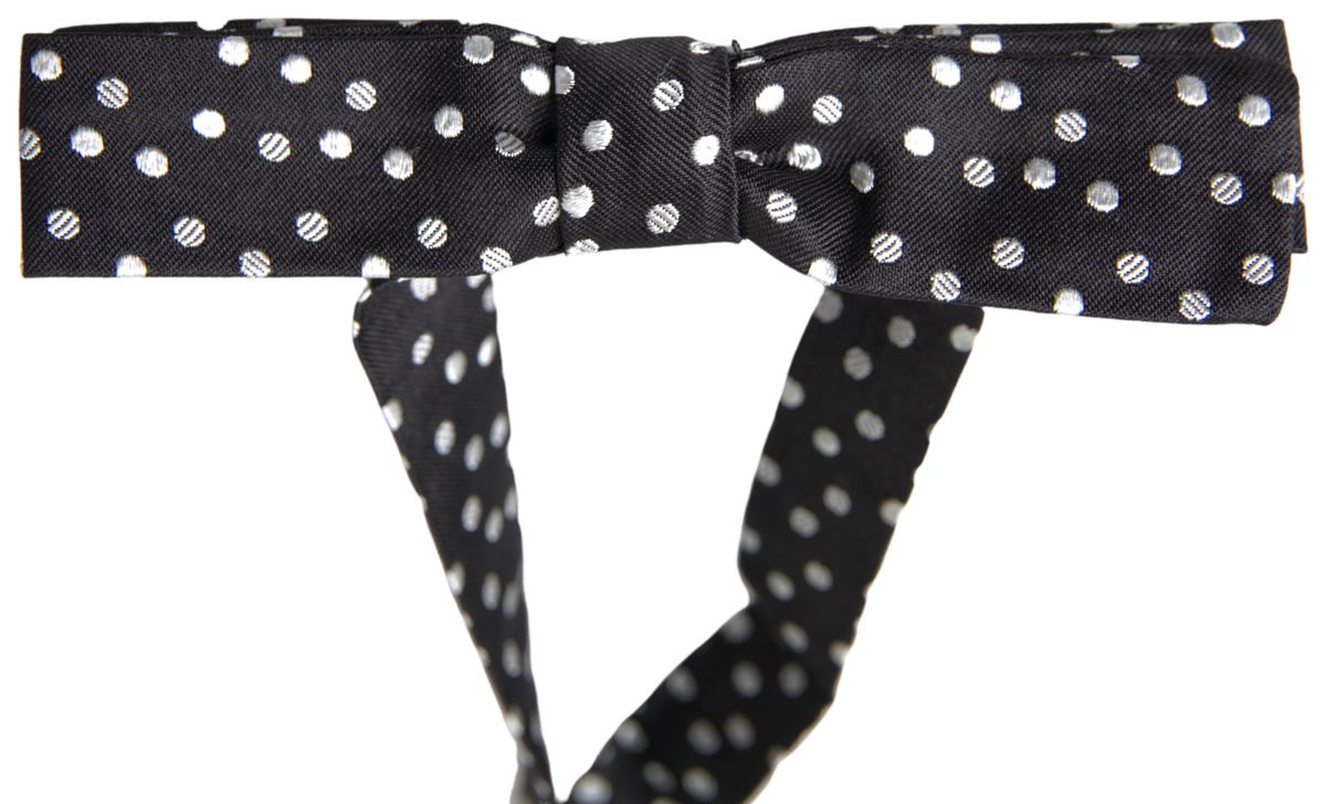 Dolce & Gabbana Dolce & Gabbana Black Polka Dot Silk Adjustable Men Neck Papillon Bow Men's Tie