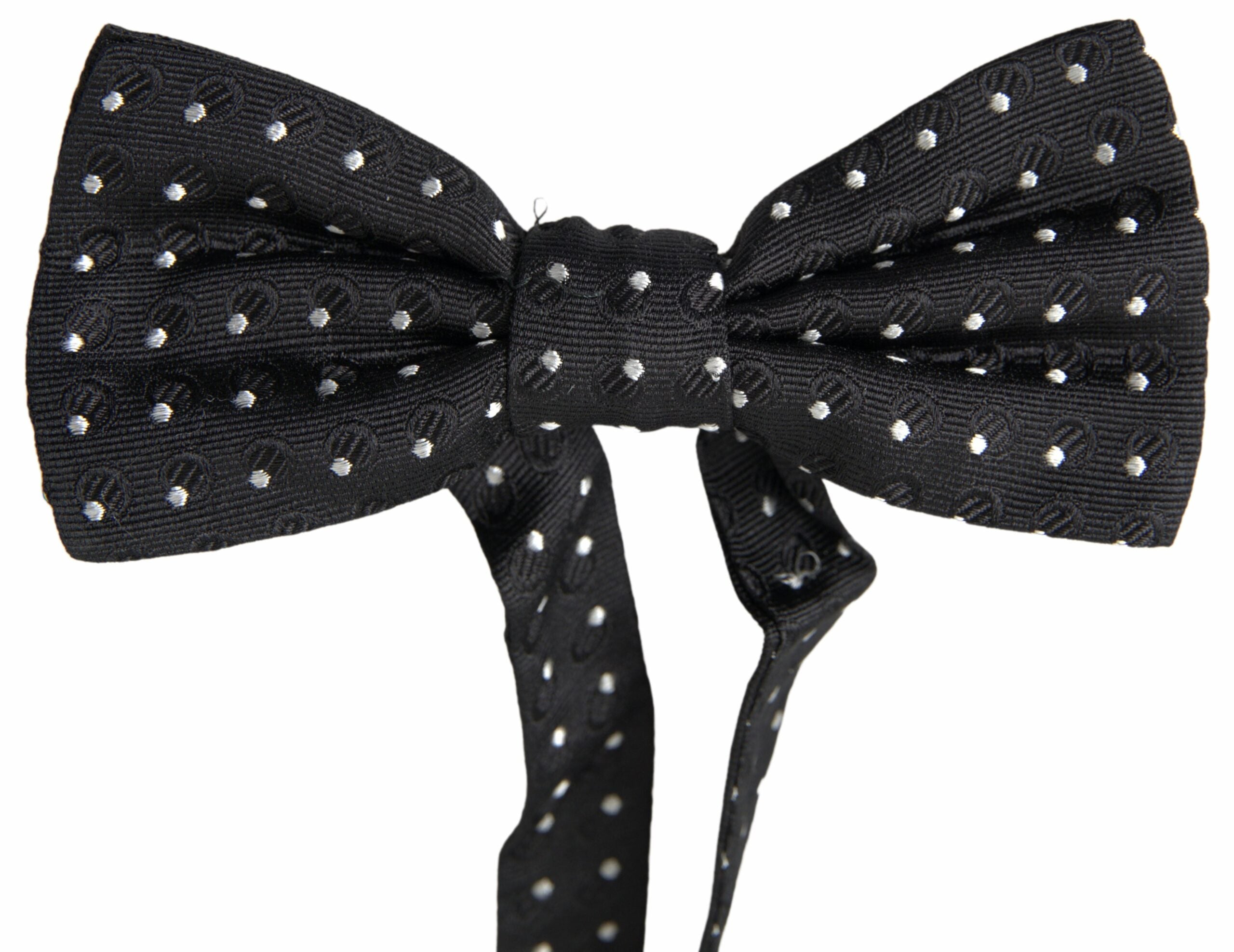 Dolce & Gabbana Dolce & Gabbana Black Polka Dot Silk Adjustable Men Neck Papillon Bow Men's Tie