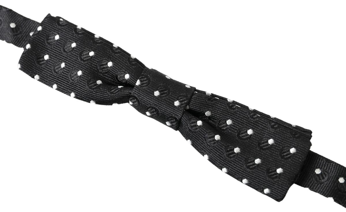 Dolce & Gabbana Dolce & Gabbana Black Polka Dot Silk Adjustable Men Neck Papillon Bow Men's Tie