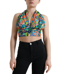Dolce & Gabbana Multicolor Halter Sleeveless Cropped Tank Women's Top