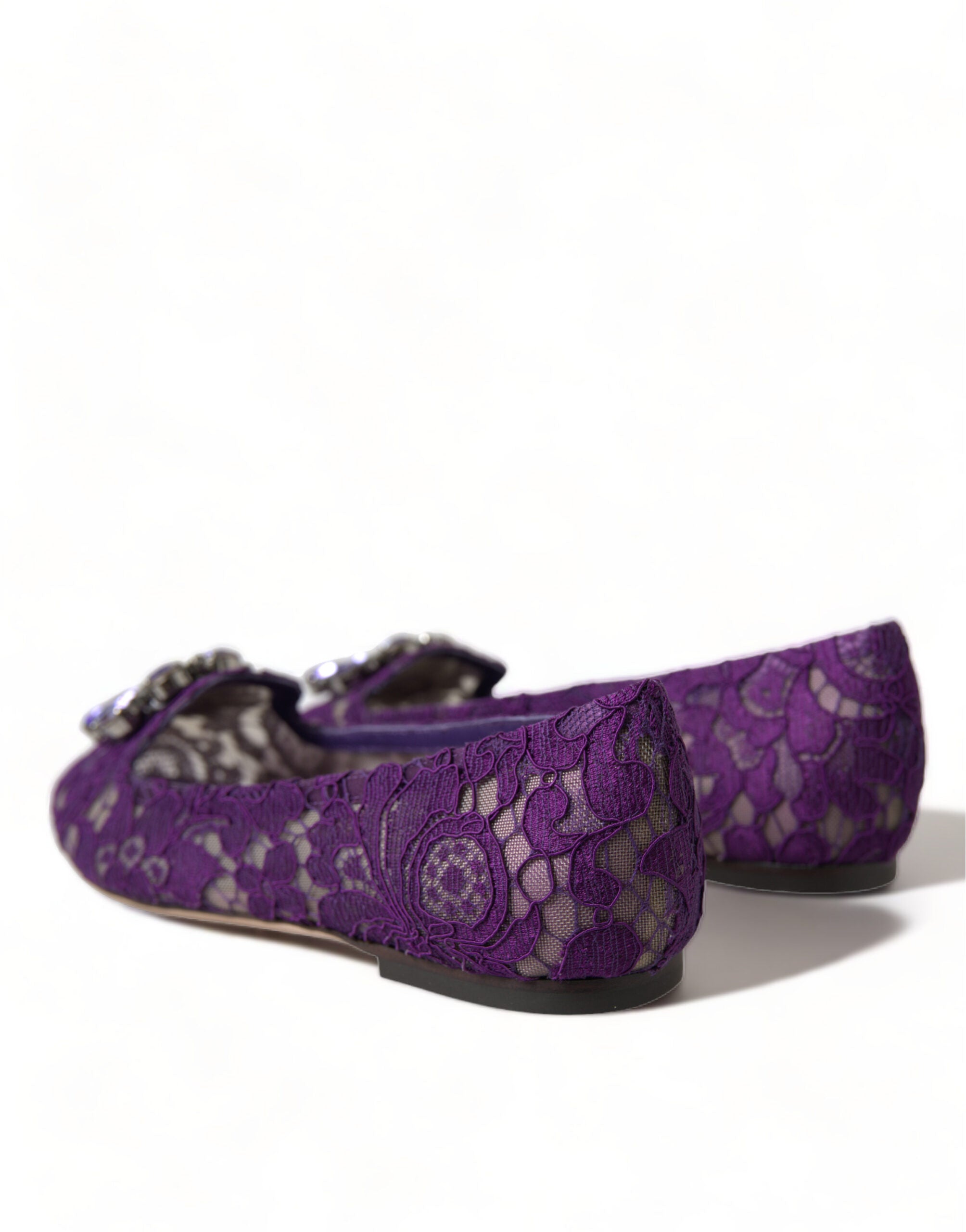 Dolce & Gabbana Dolce & Gabbana Purple Vally Taormina Lace Crystals Flats Women's Shoes