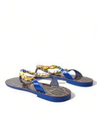 Dolce & Gabbana Dolce & Gabbana Blue Crystals Flats Sandals Beachwear Women's Shoes