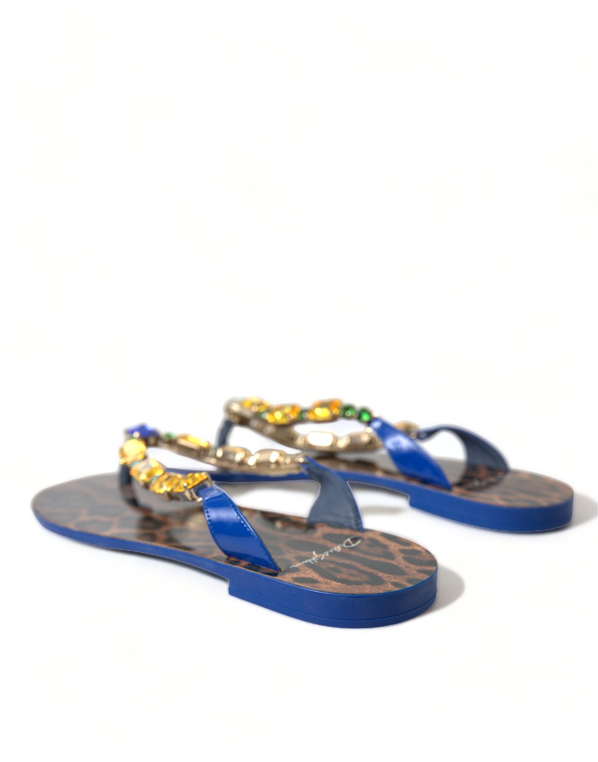 Dolce & Gabbana Dolce & Gabbana Blue Crystals Flats Sandals Beachwear Women's Shoes