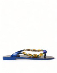 Dolce & Gabbana Dolce & Gabbana Blue Crystals Flats Sandals Beachwear Women's Shoes