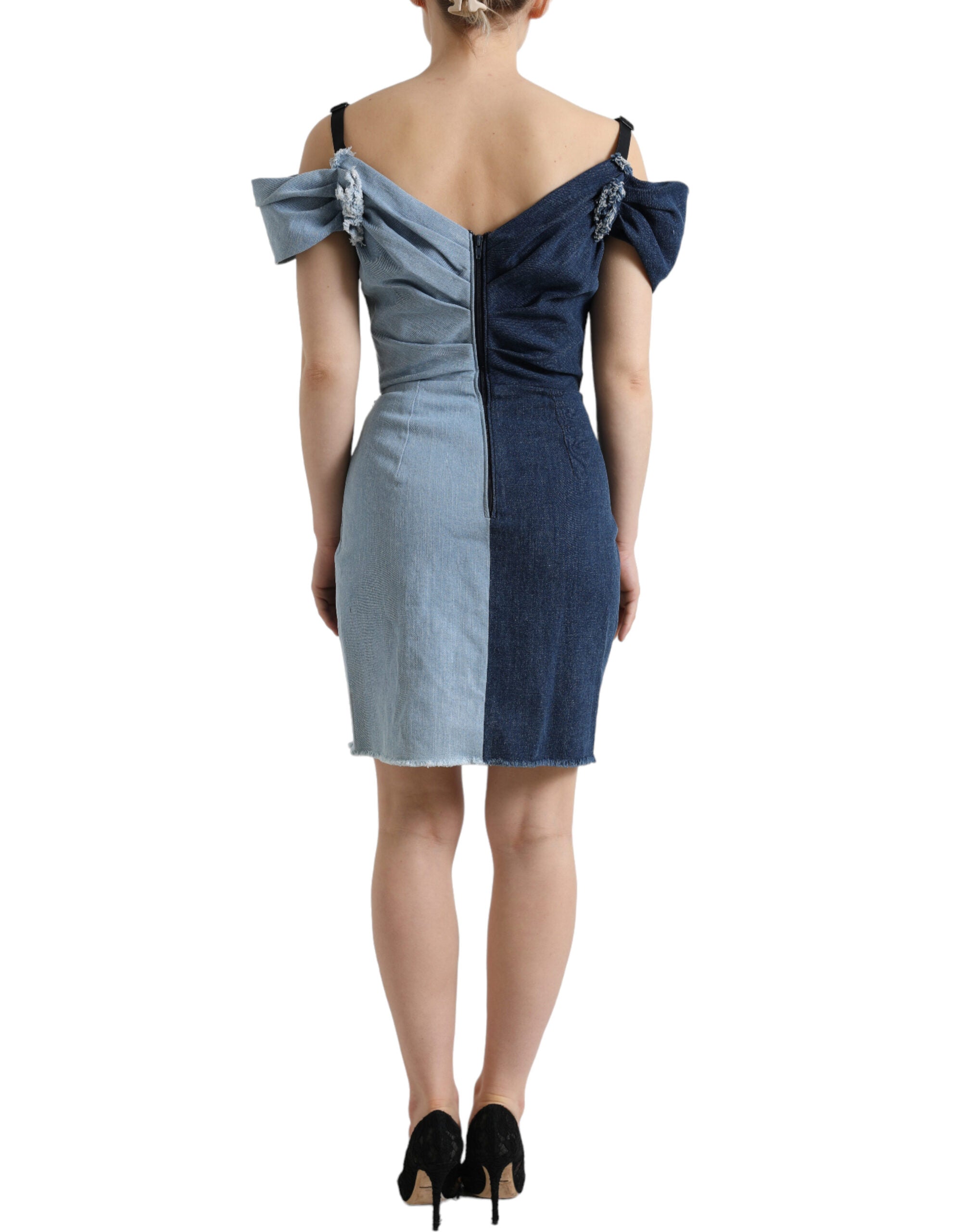 Dolce & Gabbana Dolce & Gabbana Blue Patchwork Two Tone Denim Mini Women's Dress