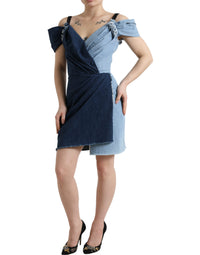 Dolce & Gabbana Dolce & Gabbana Blue Patchwork Two Tone Denim Mini Women's Dress