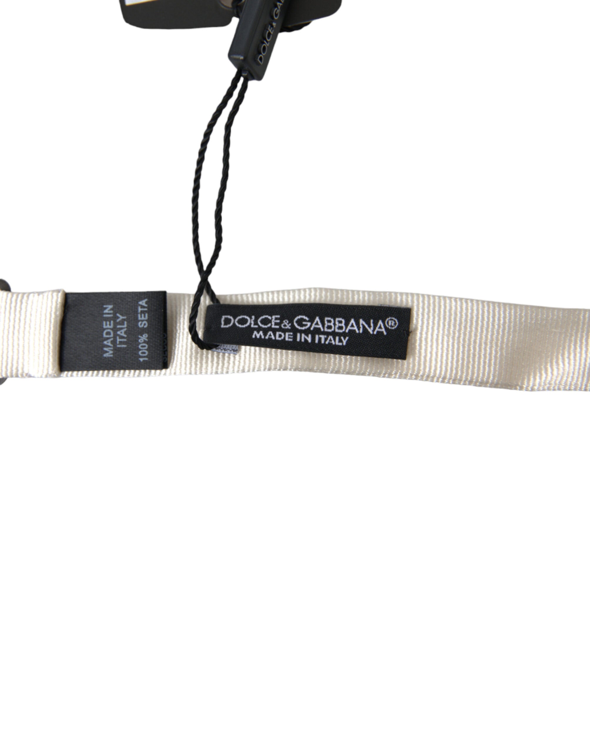 Dolce & Gabbana Dolce & Gabbana White Silk Slim Adjustable Neck Papillon Bow Men's Tie