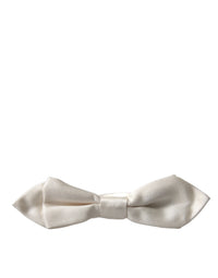 Dolce & Gabbana Dolce & Gabbana White Silk Slim Adjustable Neck Papillon Bow Men's Tie