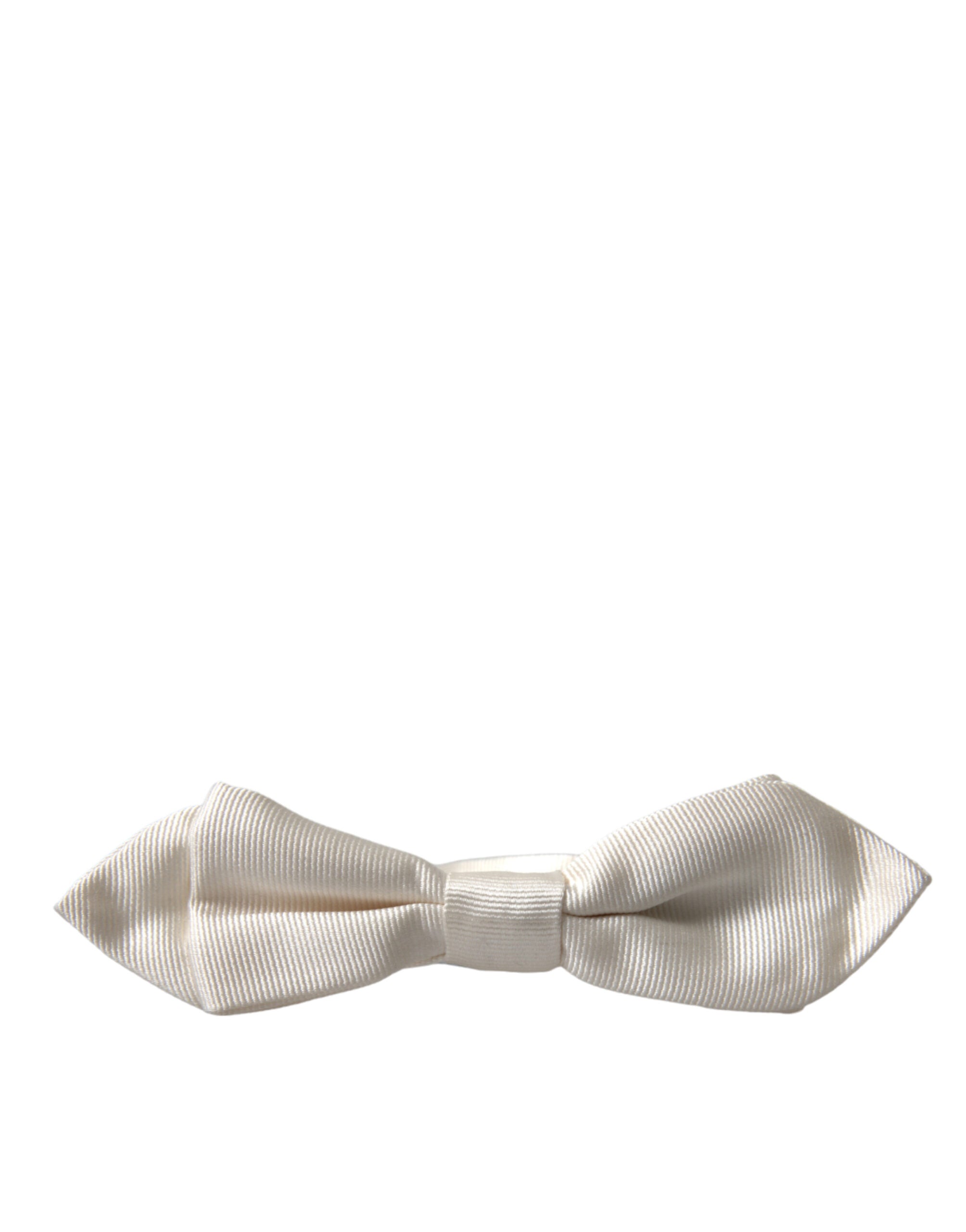 Dolce & Gabbana Dolce & Gabbana White Silk Slim Adjustable Neck Papillon Bow Men's Tie