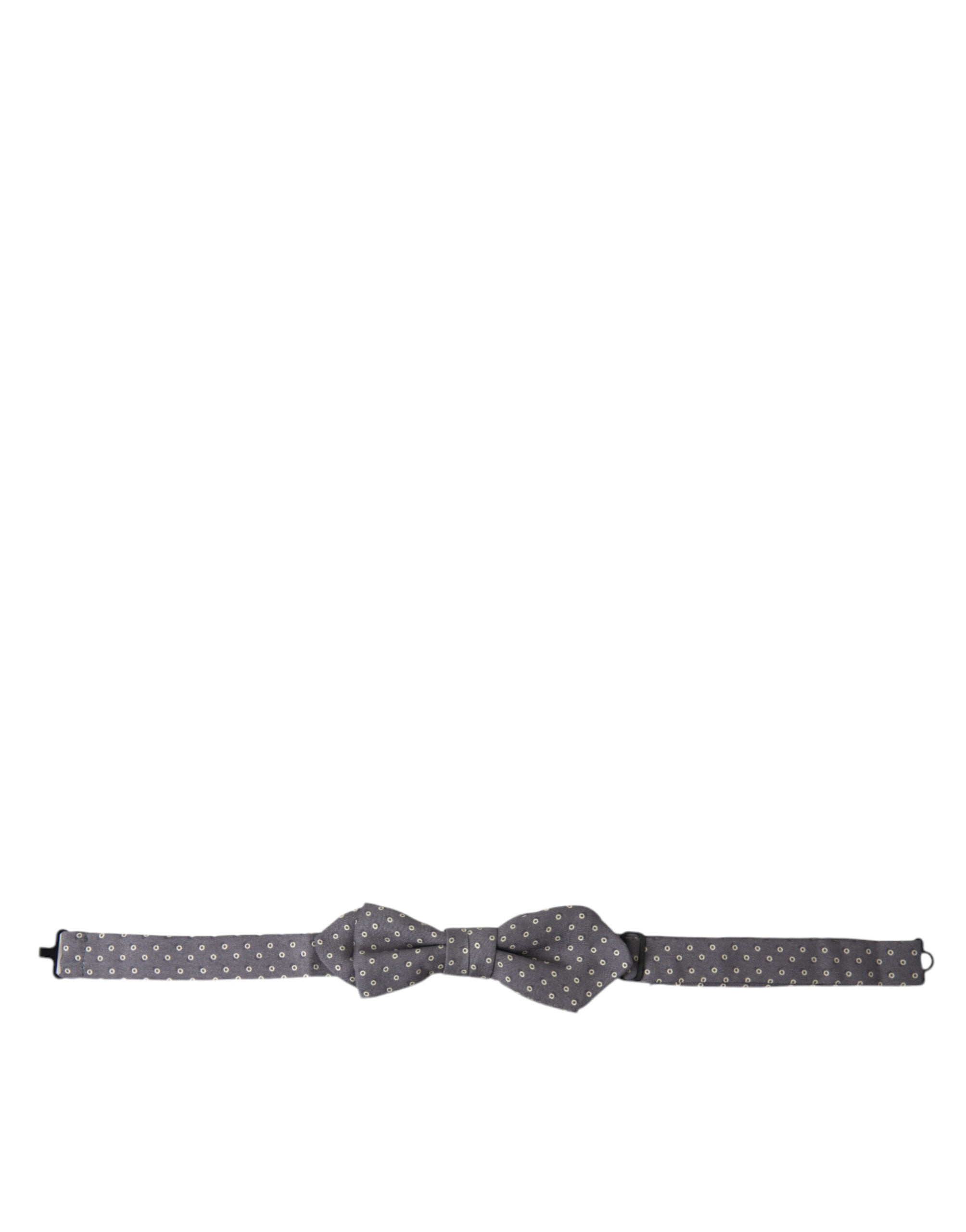 Dolce & Gabbana Dolce & Gabbana Gray Polka Dots Silk Adjustable Neck Papillon Bow Men's Tie