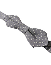 Dolce & Gabbana Dolce & Gabbana Gray Polka Dots Silk Adjustable Neck Papillon Bow Men's Tie