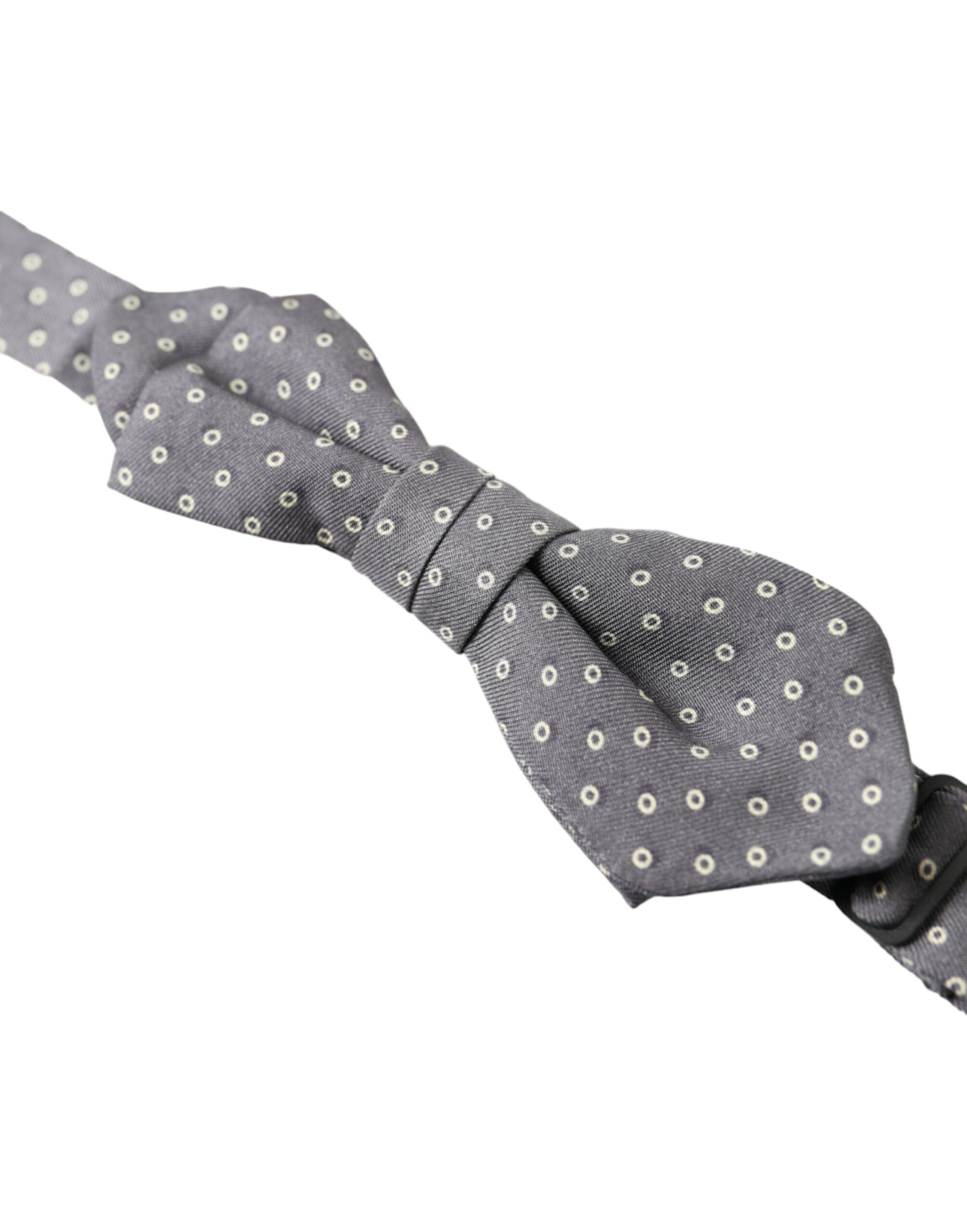 Dolce & Gabbana Dolce & Gabbana Gray Polka Dots Silk Adjustable Neck Papillon Bow Men's Tie
