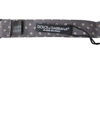 Dolce & Gabbana Dolce & Gabbana Gray Polka Dots Silk Adjustable Neck Papillon Bow Men's Tie