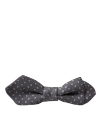 Dolce & Gabbana Dolce & Gabbana Gray Polka Dots Silk Adjustable Neck Papillon Bow Men's Tie
