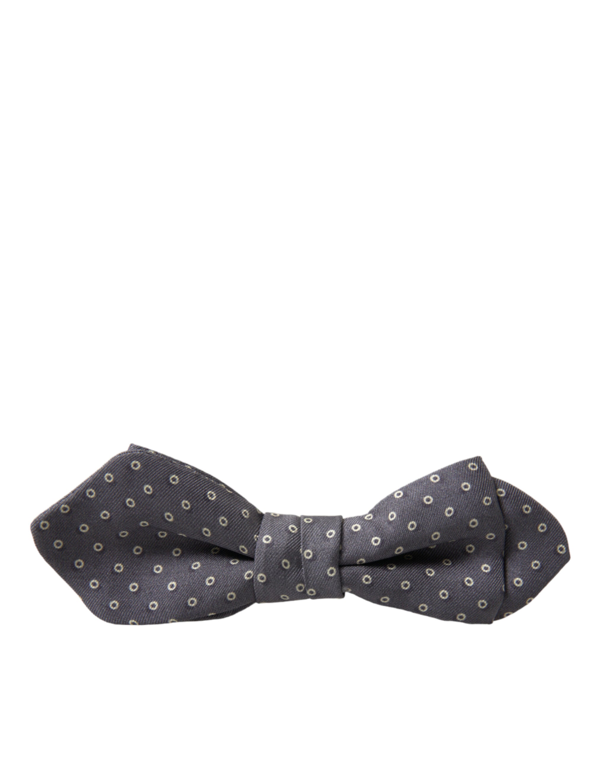 Dolce & Gabbana Dolce & Gabbana Gray Polka Dots Silk Adjustable Neck Papillon Bow Men's Tie