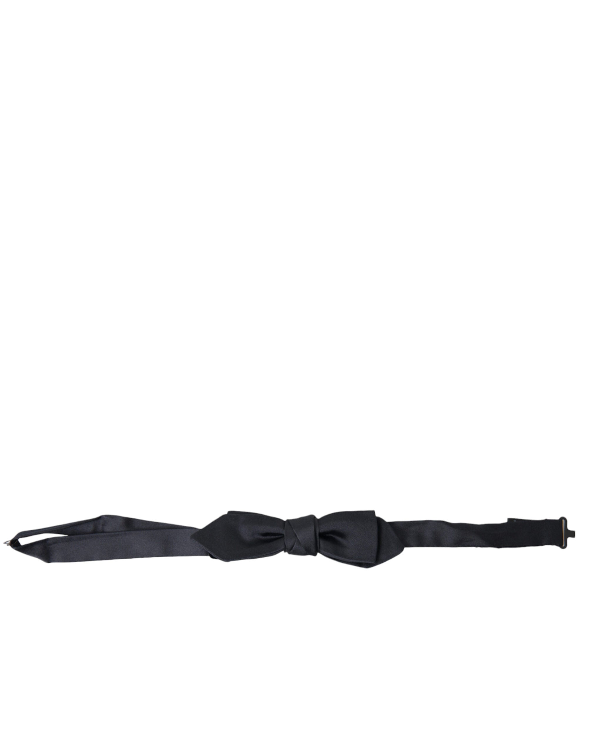 Dolce & Gabbana Dolce & Gabbana Dark Blue Silk Satin Adjustable Neck Men Papillon Bow Men's Tie