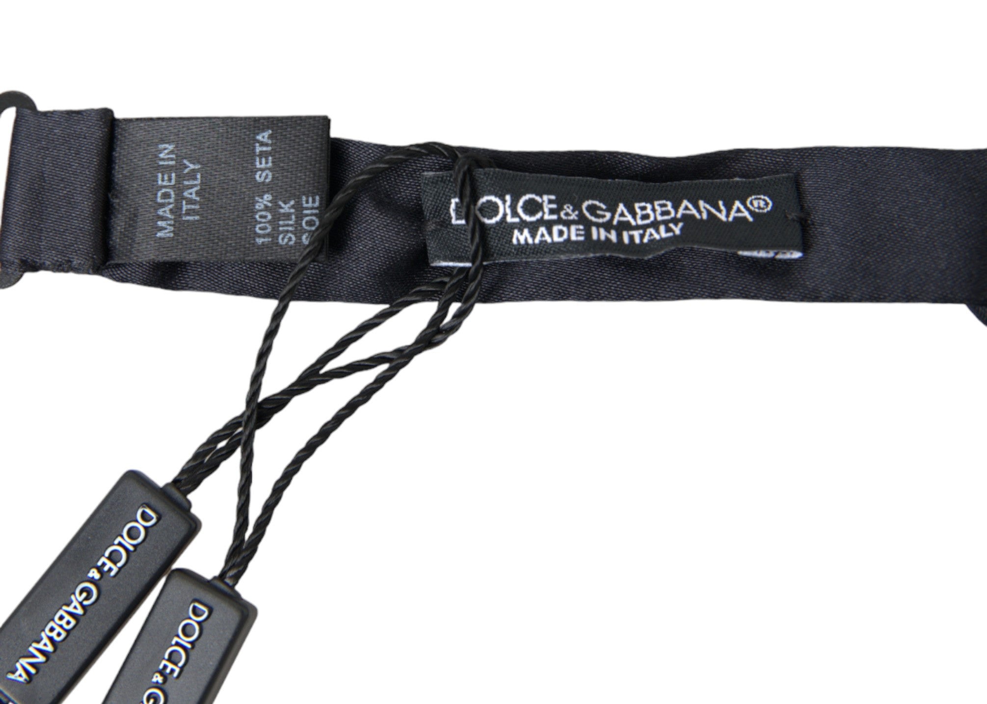 Dolce & Gabbana Dolce & Gabbana Dark Blue Silk Satin Adjustable Neck Men Papillon Bow Men's Tie