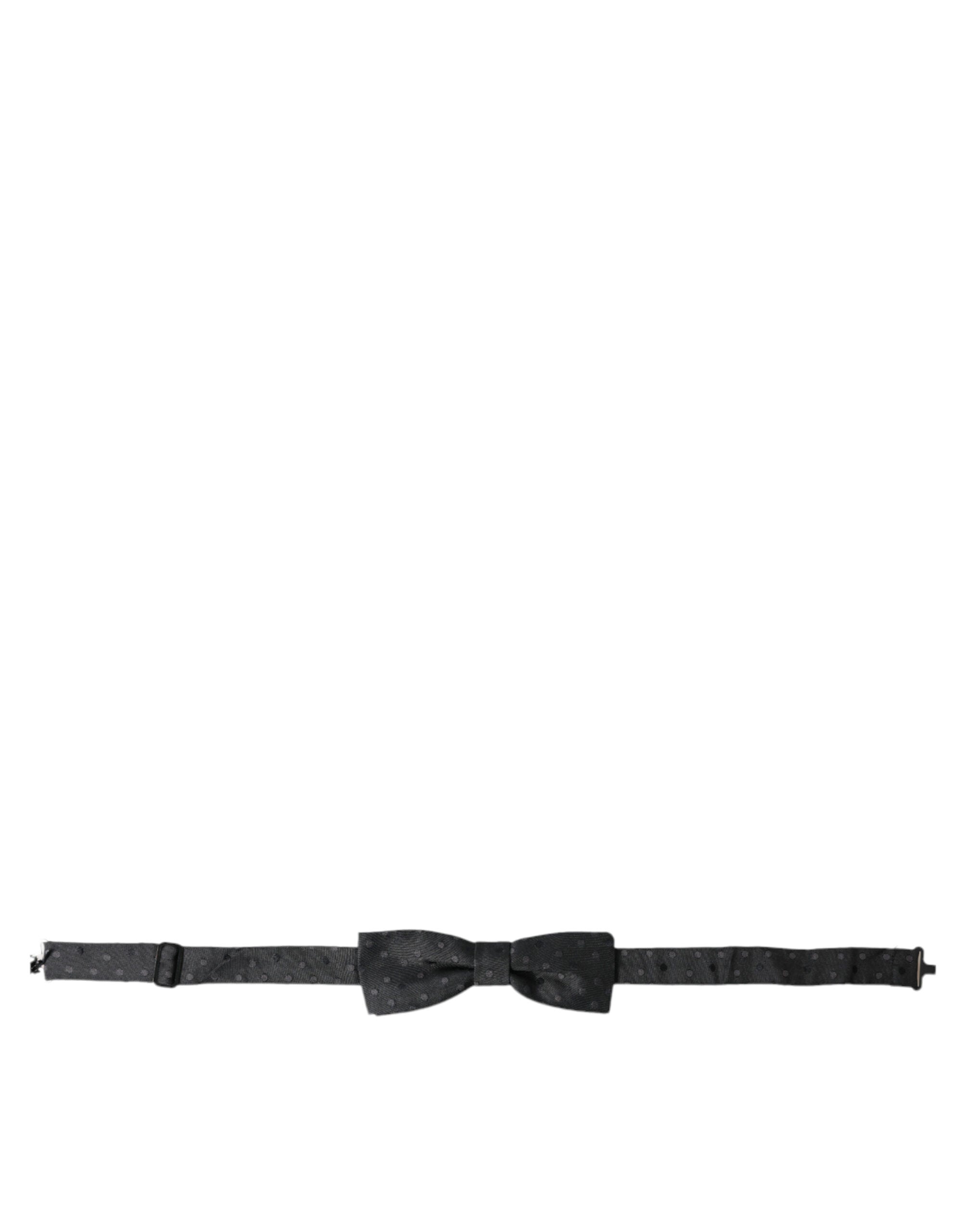 Dolce & Gabbana Dolce & Gabbana Gray Polka Dot Silk Adjustable Neck Men Papillon Bow Men's Tie