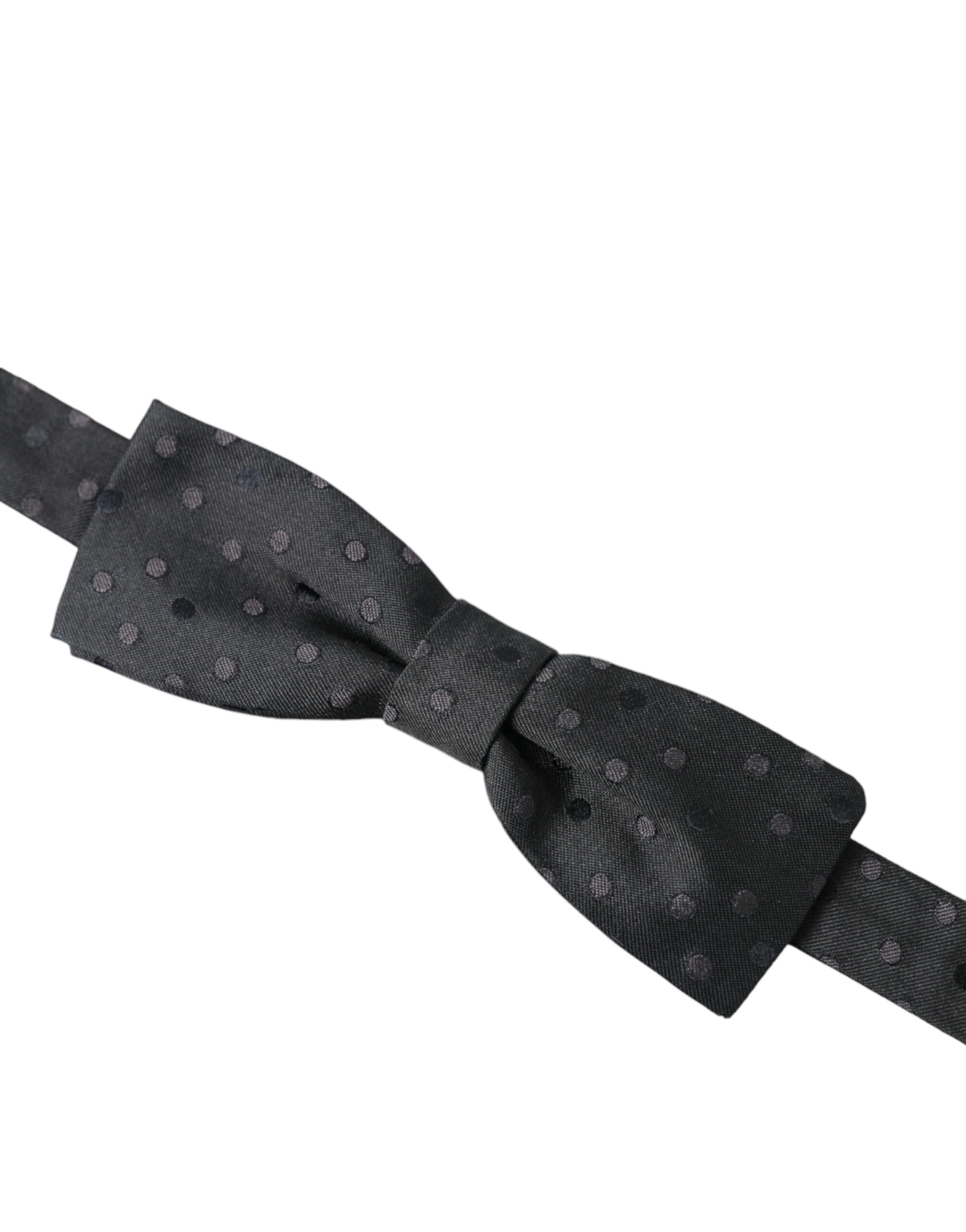 Dolce & Gabbana Dolce & Gabbana Gray Polka Dot Silk Adjustable Neck Men Papillon Bow Men's Tie