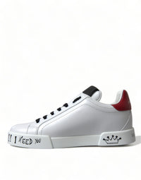 Dolce & Gabbana White Love Patch Portofino Classic Sneakers Women's Shoes