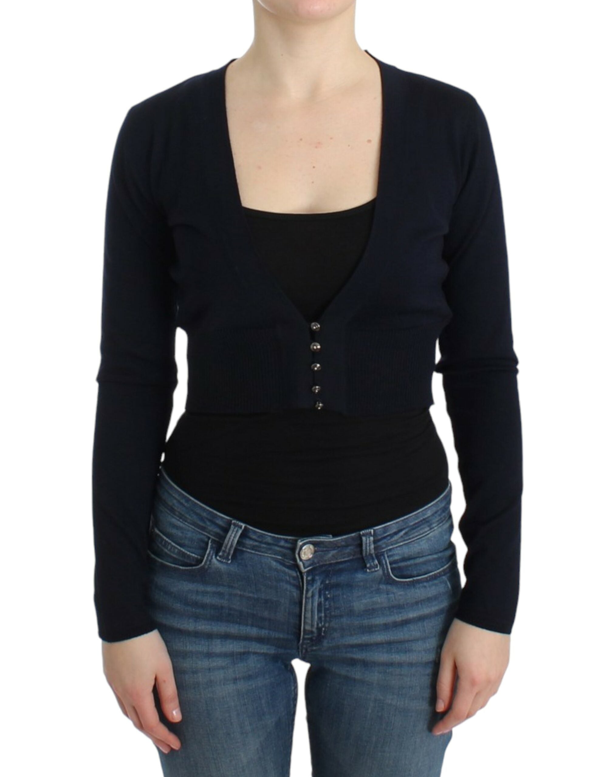 Cavalli Black cropped wool Women's cardigan