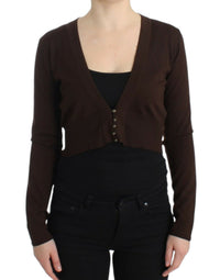 Cavalli Brown cropped wool Women's cardigan