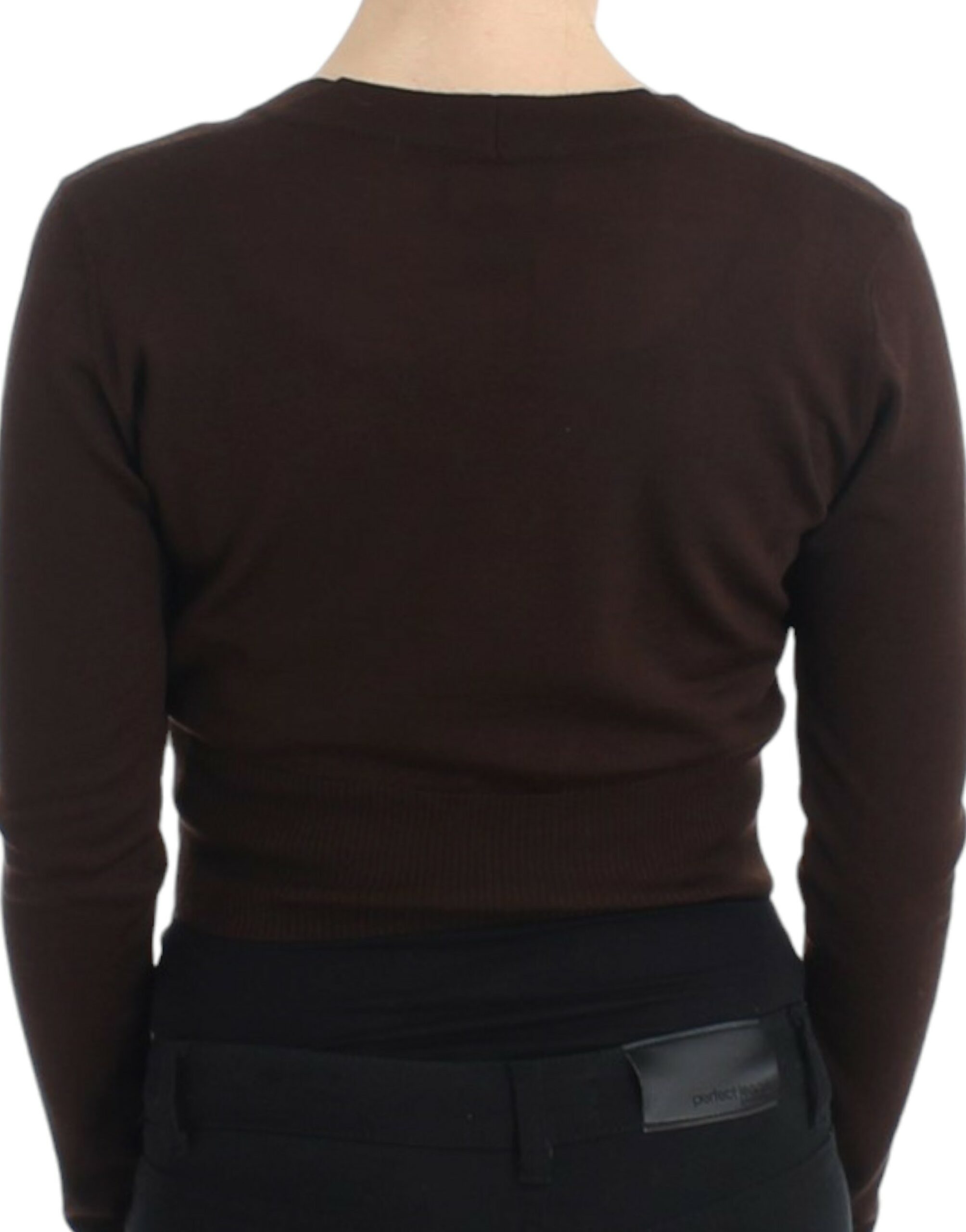 Cavalli Brown cropped wool Women's cardigan