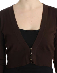 Cavalli Brown cropped wool Women's cardigan