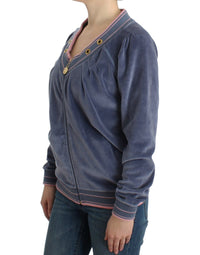 Cavalli Blue velvet zipup Women's sweater
