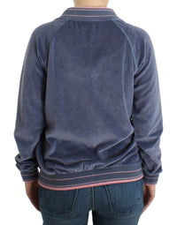 Cavalli Blue velvet zipup Women's sweater