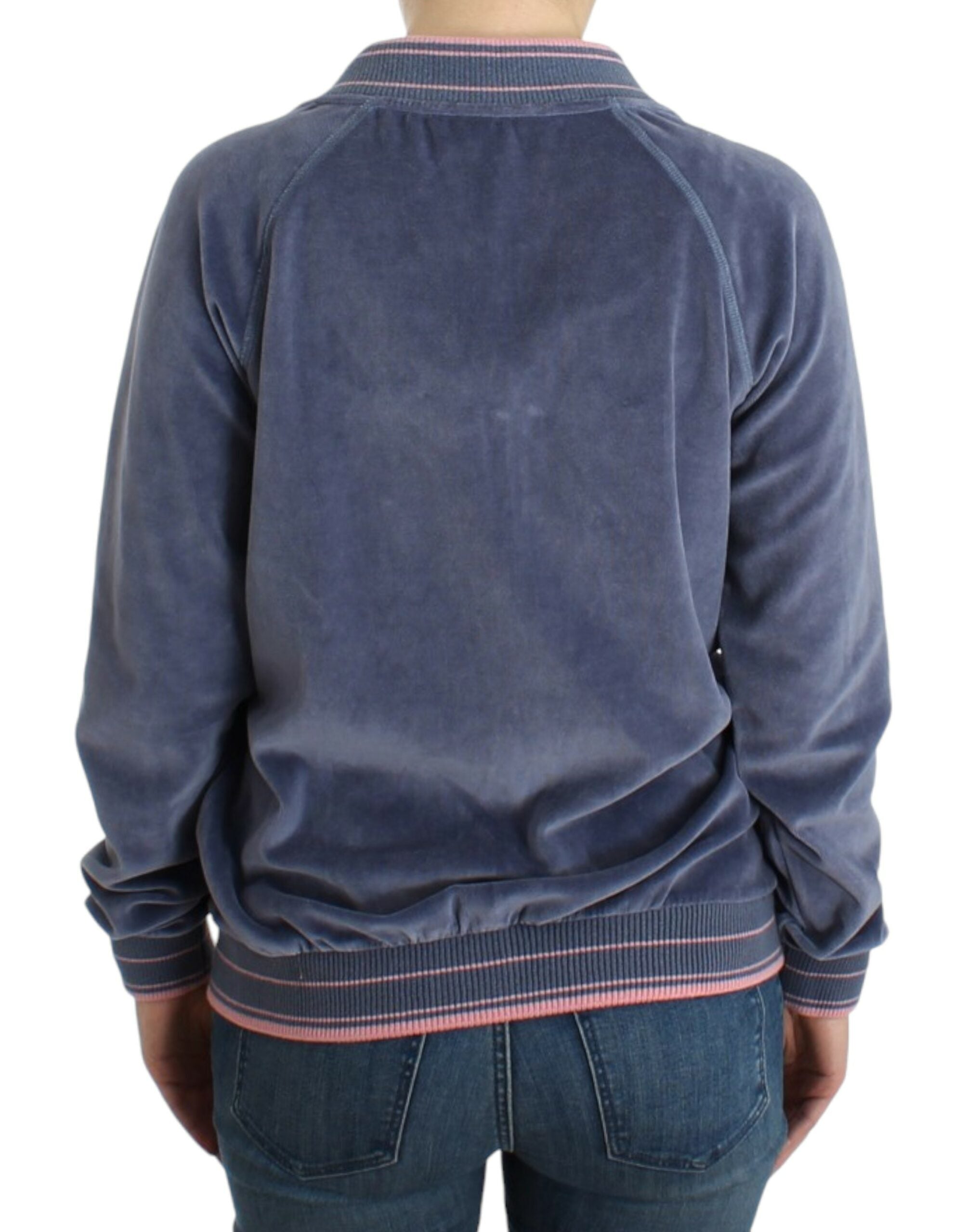 Cavalli Blue velvet zipup Women's sweater