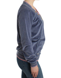 Cavalli Blue velvet zipup Women's sweater