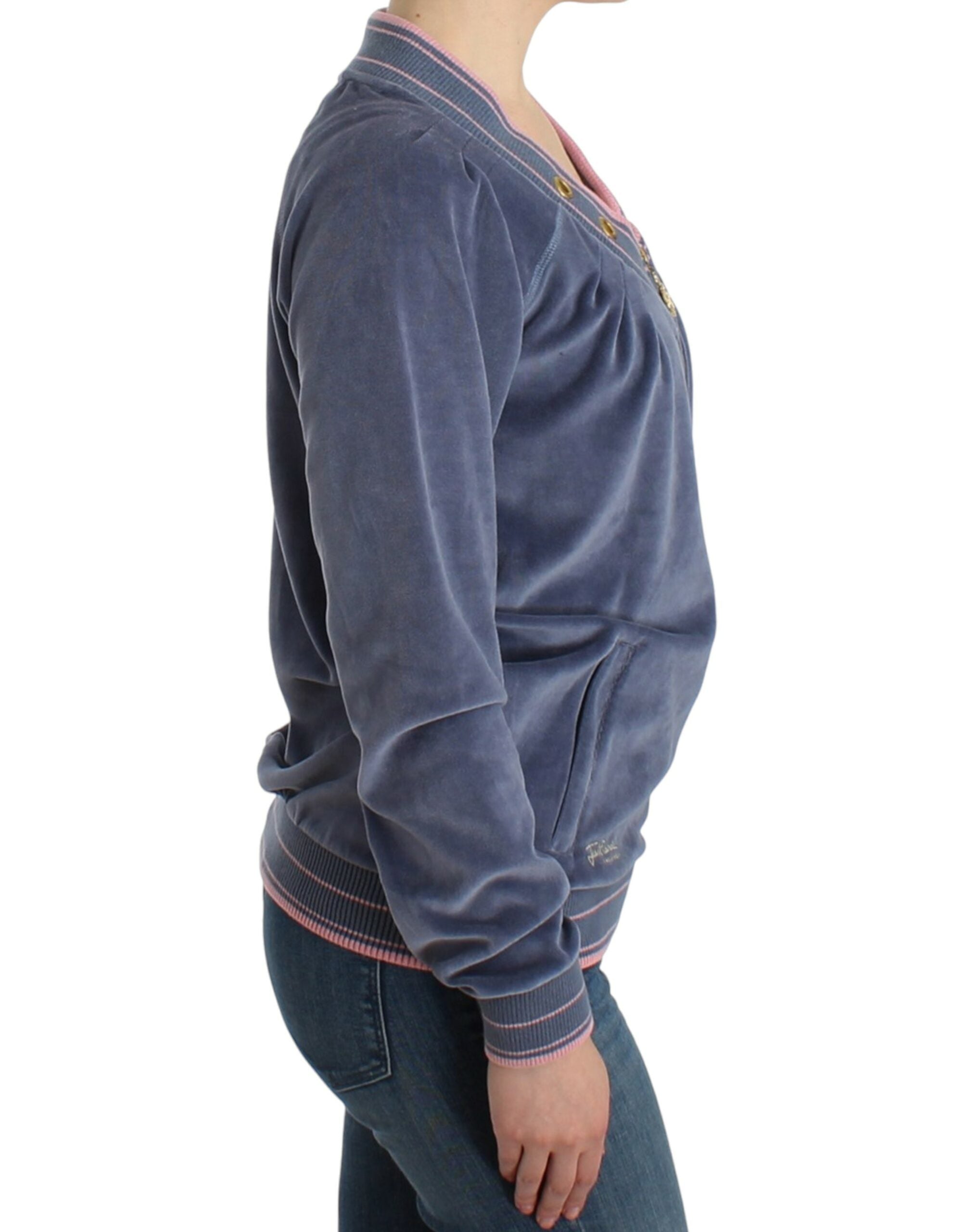 Cavalli Blue velvet zipup Women's sweater