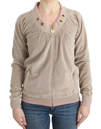 Cavalli Beige velvet zipup Women's sweater