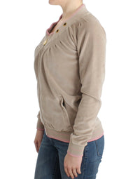 Cavalli Beige velvet zipup Women's sweater