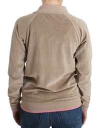 Cavalli Beige velvet zipup Women's sweater
