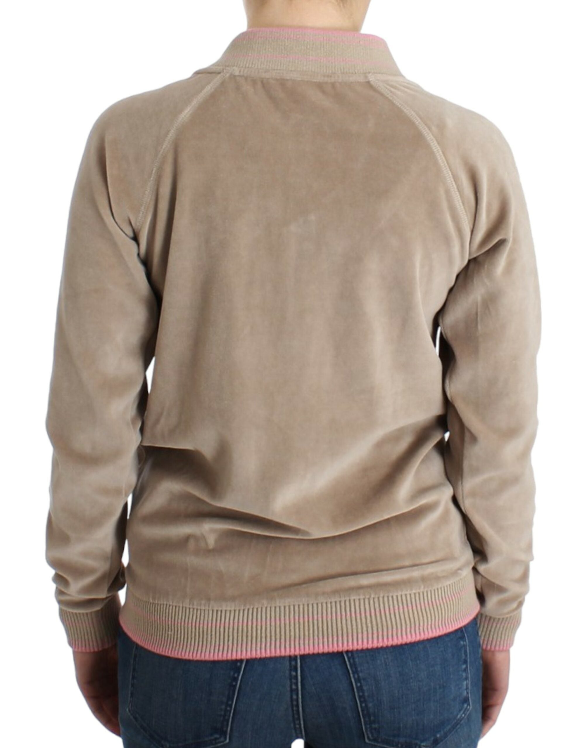 Cavalli Beige velvet zipup Women's sweater