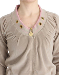 Cavalli Beige velvet zipup Women's sweater