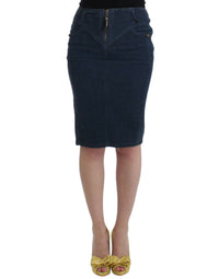 Cavalli Blue corduroy pencil Women's skirt